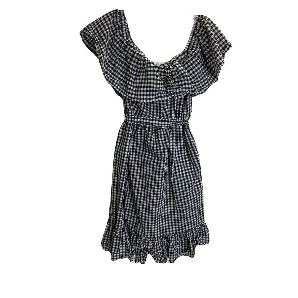 Eliza J Black and White Gingham Midi Dress